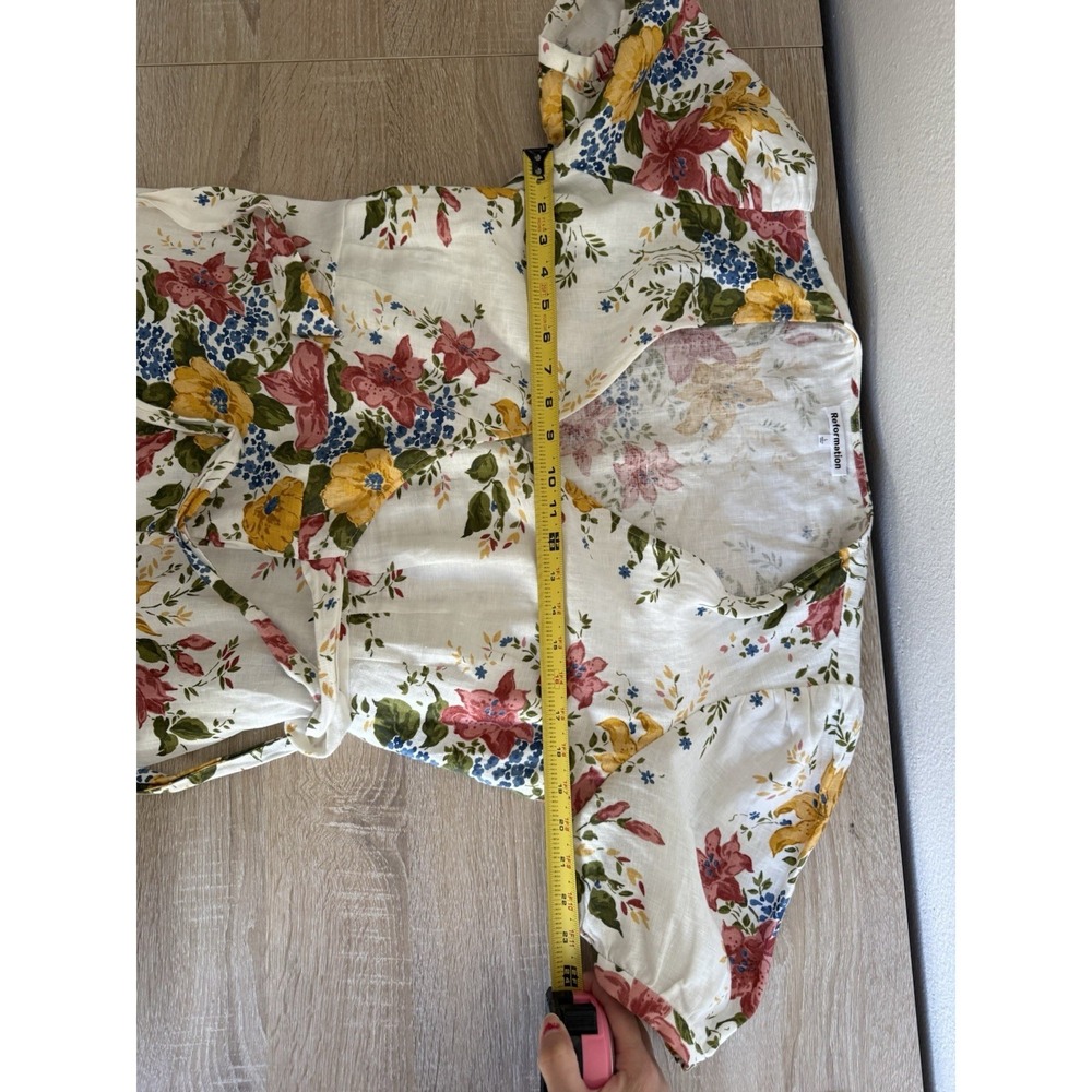 Reformation Weiss Linen Floral Wrap Dress in Chantilly Sz L NWOT - Picture 7 of 8